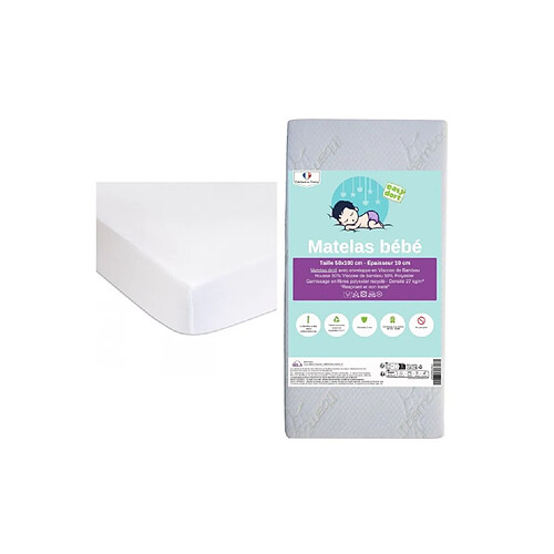 EASY DORT Matelas 50x100 + 2 Alèses Coton