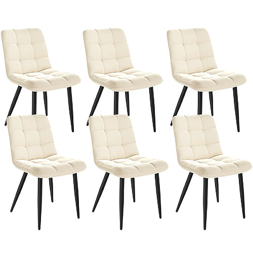 Lot 6 Chaises HavenlyHome - Assises Velours Ergonomiques, Pied Métal, Beige
