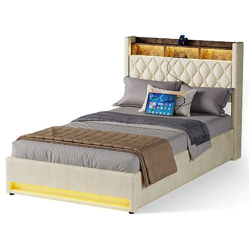 WISHDOR Lit Double 140x190 Cm - Coffre de rangement
