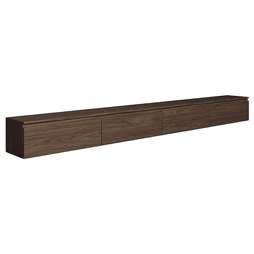 SELSEY - Meuble TV BEMMI - 300 cm - aspect bois noyer