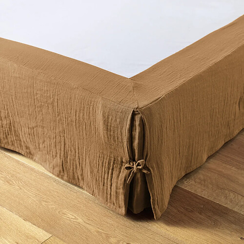 Housse De Rêve Cache sommier 140x190 cm Gaze de coton Camel