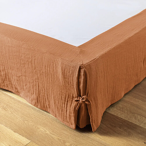 Housse De Rêve Cache sommier 160x200 cm Gaze de Coton Terra Abricot