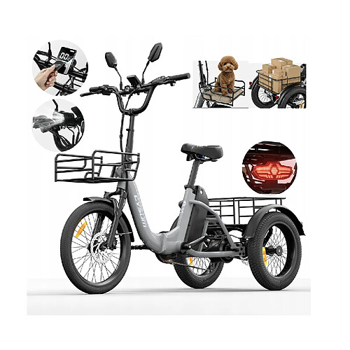 Tricycle électrique pliable CYSUM AG1 750W 48V 20Ah 80km autonomie NFC stabilité 3 roues