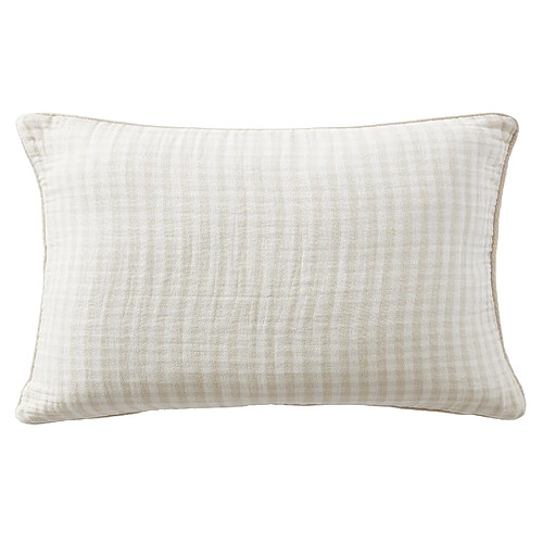Housse De Rêve Coussin avec passepoil 40x60 cm Gaze de Coton Quadri Naturel
