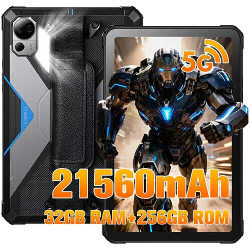 Tablette durcie FOSSIBOT DT3 5G, tablette étanche Dimensity 7300 5G, 256 Go, gris/bleu