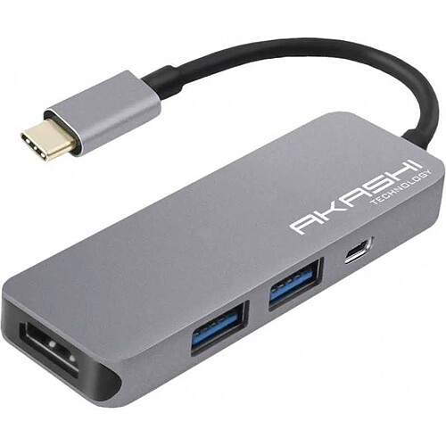 AKASHI Hub USB-C 4 en 1 - Gris