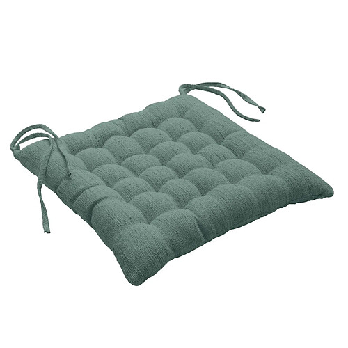 Paris Prix Galette de Chaise Effet Lin Tissé Nando 38x38cm Vert Cèdre
