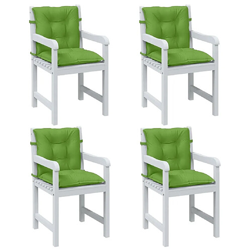 vidaXL Coussins de chaise à dossier bas lot de 4 vert mélangé tissu