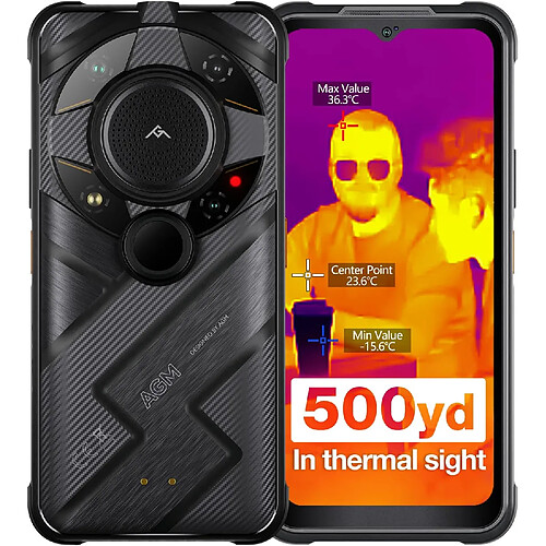 Agm France Smartphone robuste AGM G2 Guardian 5G, 12 Go ou 256 Go, noir et jaune