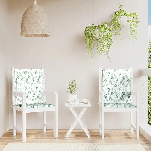 vidaXL Coussins de chaise à dossier bas lot de 2 modèle de feuille