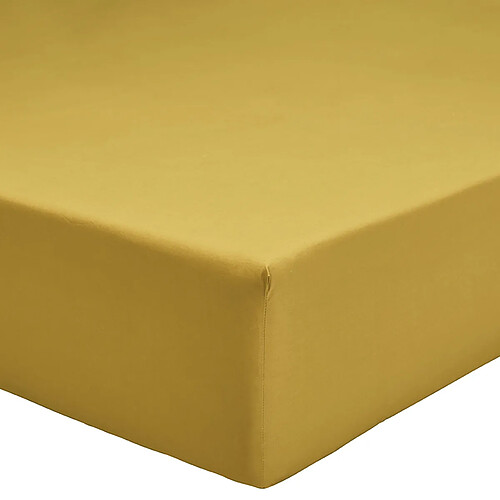 A demain Drap housse en Percale de coton bio - 140 x 200 cm - Jaune Ocre
