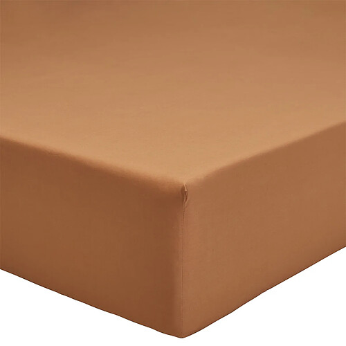 A demain Drap housse en Percale de coton - 90 x 190 cm - Brun