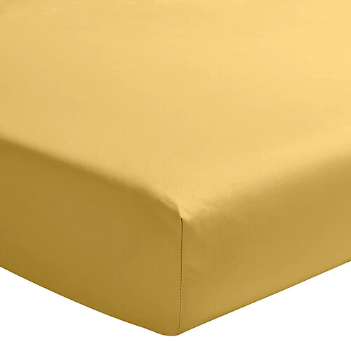 A demain Drap housse en Satin de coton - 180 x 200 cm - Ocre
