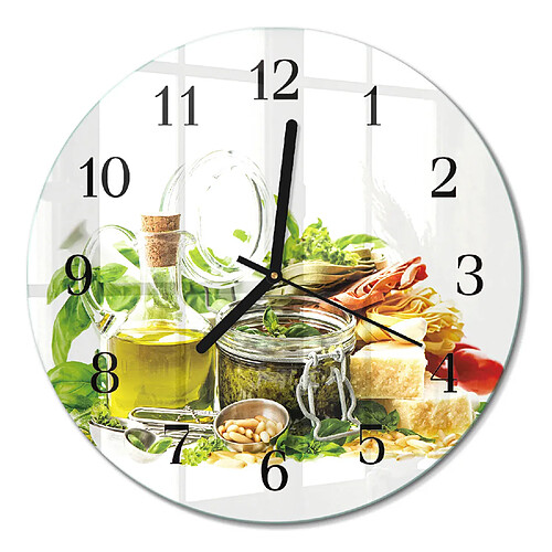 Tulup Horloge murale verre trempé - Noir