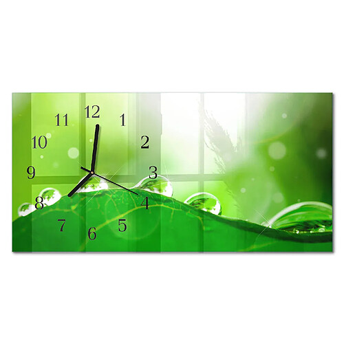 Tulup Horloge murale verre trempé - Noir
