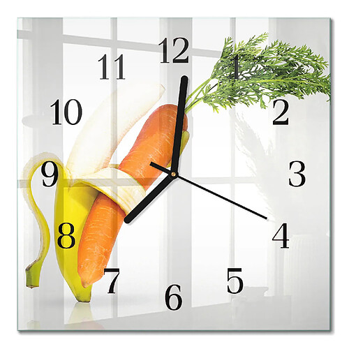 Tulup Horloge murale verre trempé - Noir