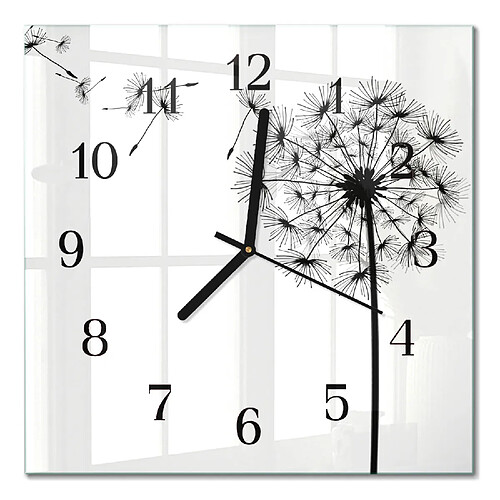 Tulup Horloge murale verre Pissenlit - Noir