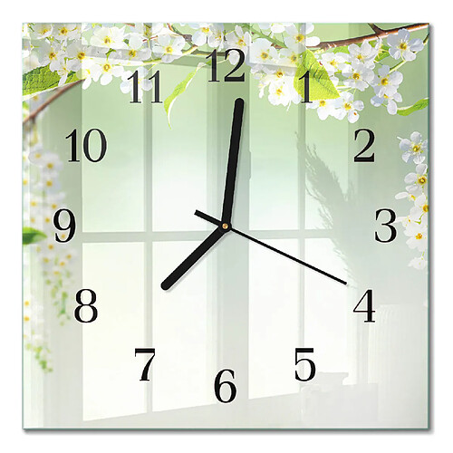 Tulup Horloge murale verre trempé - Noir