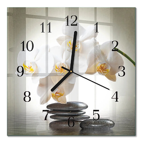 Tulup Horloge murale Orchidée - Noir