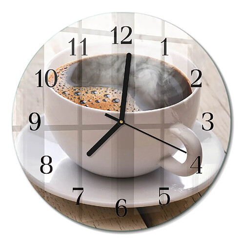 Tulup Horloge murale verre trempé - Noir