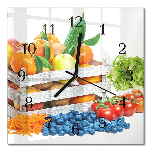Tulup Horloge murale verre trempé - Noir