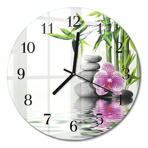 Tulup Horloge murale verre trempé - Noir
