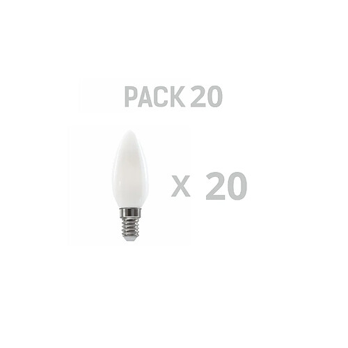 Silver Electronics Pack de 20 Ampoules LED Bougie C35 filament Crystal Frost Classe A E14 485lm 2,3W 4000K