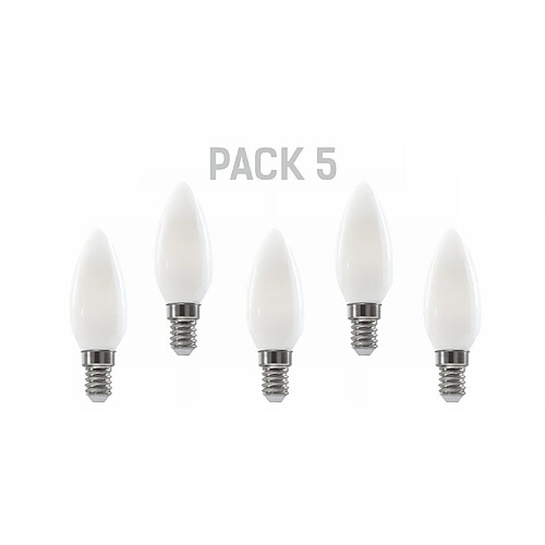 Silver Electronics Pack de 5 Ampoules LED Bougie C35 filament Crystal Frost Classe A E14 485lm 2,3W 3000K