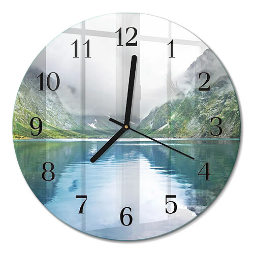 Tulup Horloge murale verre trempé - Noir
