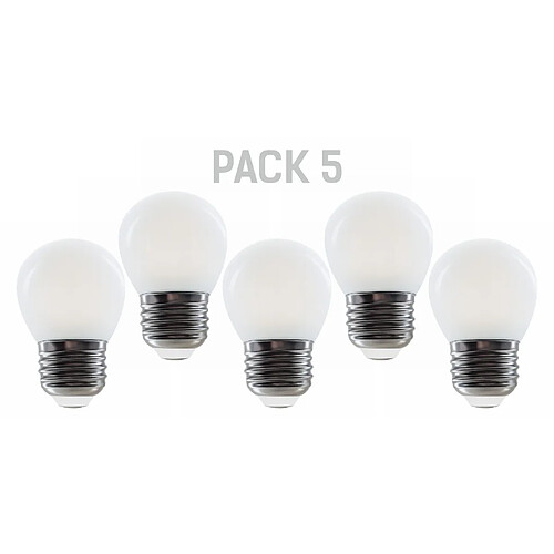 Silver Electronics Pack x5 Ampoule LED Sphérique G45 filamento Crystal Frost A Class E27 485lm 2,3W 6000K