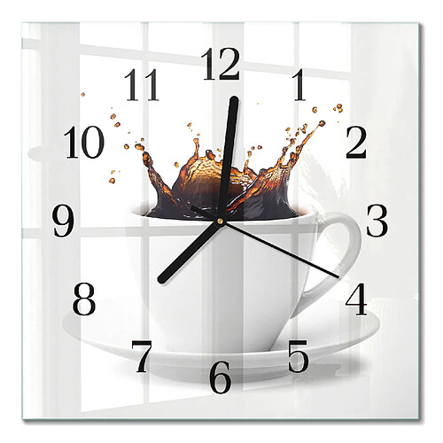 Tulup Horloge murale verre trempé - Noir