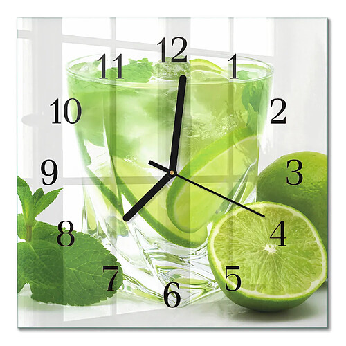 Tulup Horloge murale verre trempé - Noir