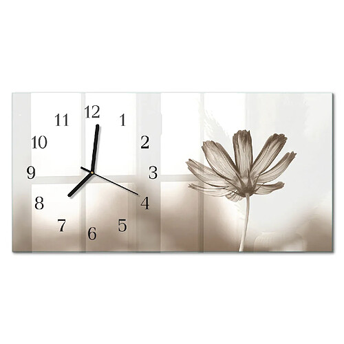 Tulup Horloge murale verre fleurs - Noir