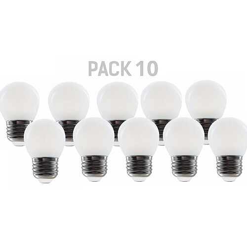 Silver Electronics Pack x10 Ampoule LED Sphérique G45 filamento Crystal Frost A Class E27 485lm 2,3W 6000K
