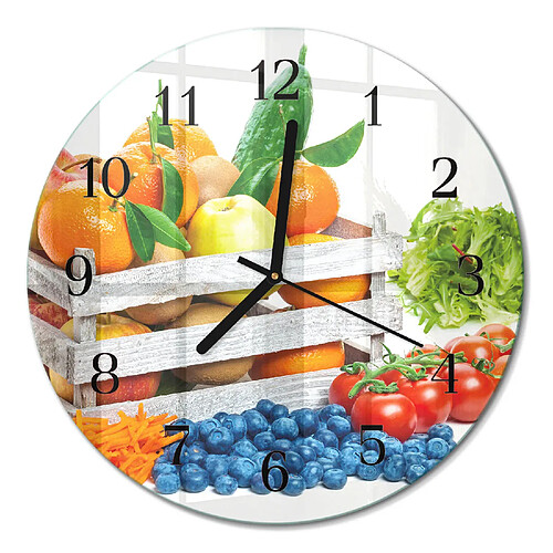 Tulup Horloge murale en verre trempé - Noir