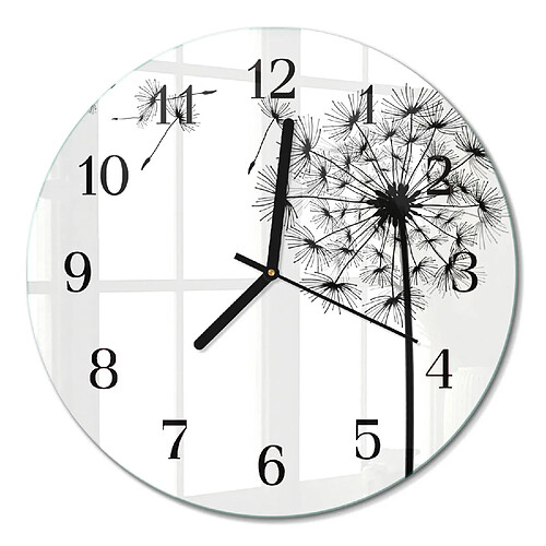 Tulup Horloge murale verre trempé - Noir