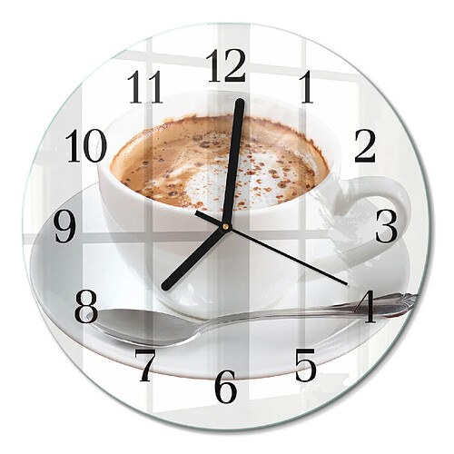 Tulup Horloge murale verre trempé - Noir