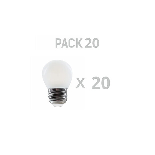 Silver Electronics Pack x20 Ampoule LED Sphérique G45 filamento Crystal Frost A Class E27 485lm 2,3W 4000K