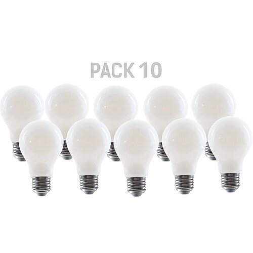 Silver Electronics Pack x10 Ampoule LED Standard A60 filamento Crystal Frost A Class E27 1521lm 7,2W 3000K