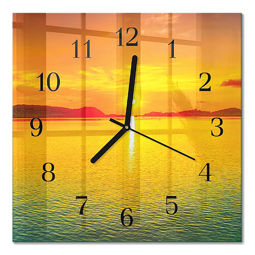 Tulup Horloge murale en verre trempé - Noir