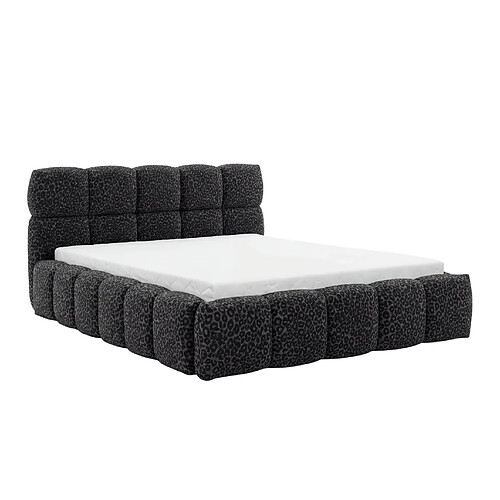 Casanova Lit coffre tissu imprimé animalier Noir 160x200cm