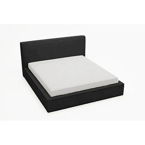 Casanova Lit coffre tissu lisse 200x200cm Noir