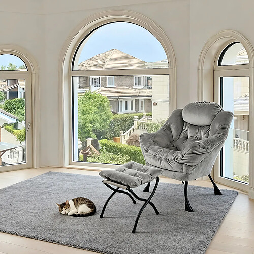ByteLike Fauteuil de détente en velours gris
