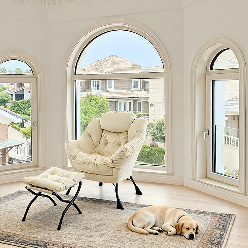 ByteLike Fauteuil lounge en velours blanc cassé