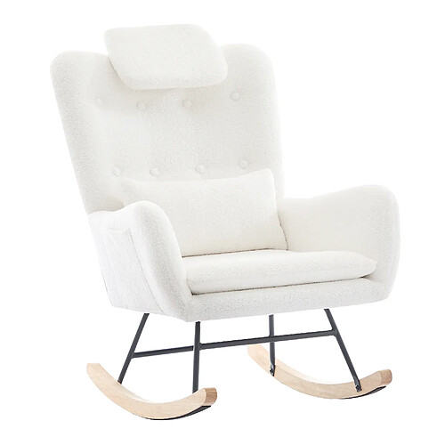 ByteLike Fauteuil à bascule design en peluche blanche