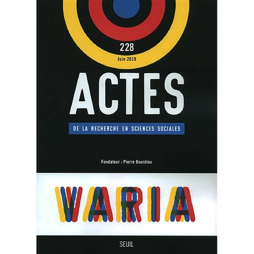 Actes de la recherche en sciences sociales, n° 228. Varia · Occasion