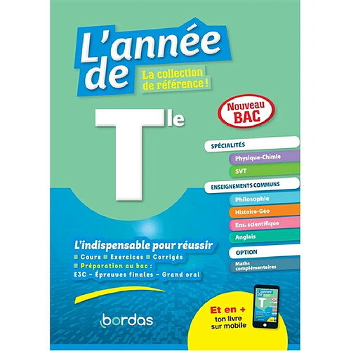 L'année de terminale, spécialités physique chimie, SVT, enseignements communs : nouveau programme · Occasion