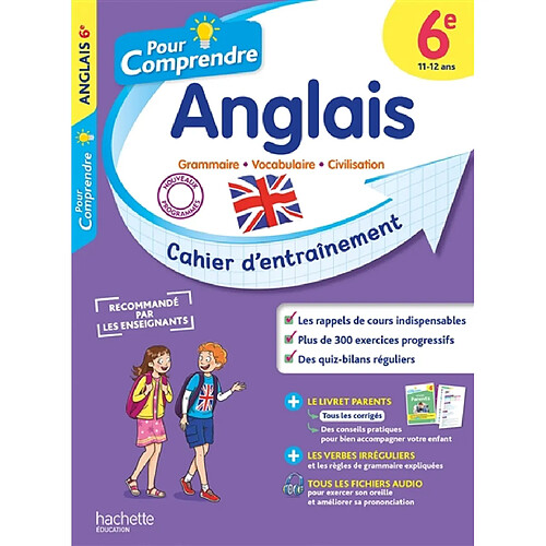 Pour comprendre, anglais 6e, 11-12 ans : cahier d'entraînement
