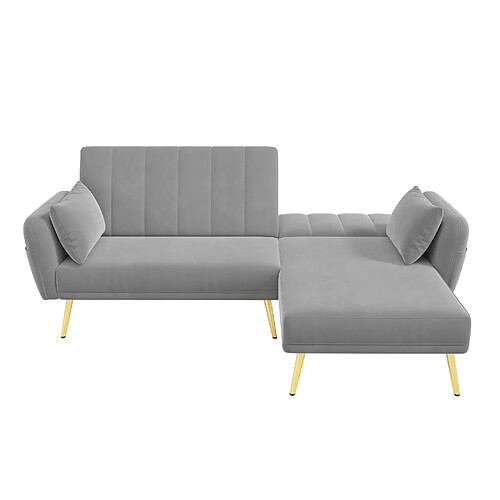 STILVORA Canapé convertible d’angle 191,5/130,5/80 cm gris en velours avec dossier inclinable
