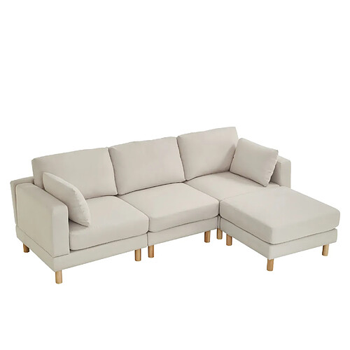 STILVORA Canapé d'angle 235/152/78 cm beige en polyester avec méridienne modulable